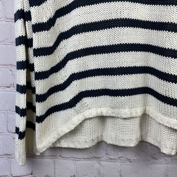 Retrod. Cream & Navy Blue striped scoop neck hi-lo sweater. XXL - Picture 3 of 10
